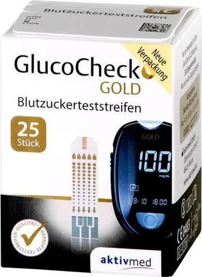 Zdjęcie produktu dla Paski testowe do pomiaru stężenia glukozy we krwi Glucocheck Gold 25 szt