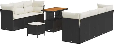 Immagine prodotto di vidaXL Set di divani da giardino 10 pezzi in polirattan nero