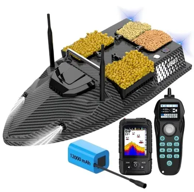 Zdjęcie produktu dla Łódka Zanętowa iUni V803 PRO, GPS, Lokalizator Ryb, 12000mAh, 4 Pojemnikami, Pojemność 3kg, 500m, 15km/h
