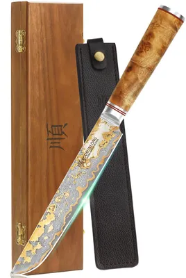 Sakimaru-Messer 200 mm – Damast-Kupfer – Sushi-Messer – Brombeerholz-Griff