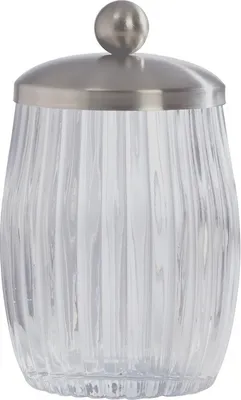 Immagine prodotto di dispenser per Cotone fioc spirella, piccolo dispenser per Cotone fioc in plastica, contenitore rotondo per Cotone fioc con coperchio, vetro trasparente