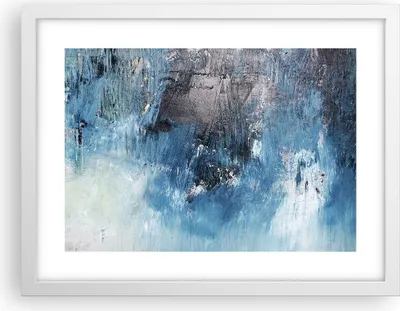 Produktbild von Gerahmtes Poster - Weißer Rahmen - Abstraktion Blau Schwarz - 40x30 cm - Wand Bild - Wanddeko - Wandbilder - Kunstposter - Wandposter - Bilderrahmen - Bilder - Kunstdruck - Wandbild - P2WAA40x30-4155