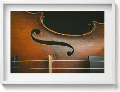 Produktbild von Geigeninstrument– Wandbild mit Rahmen – Gerahmtes Bild  – Wanddekoration – 70x50 cm –  Schwarz Rahmen