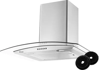 Produktbild von KKT KOLBE Dunstabzugshaube 60 cm | Wandhaube | Umluft Abluft | Edelstahl | silber | Glas | Druckknopf Bedienung | LED-Beleuchtung | inkl. Aktivkohlefilter | SINUS601ED