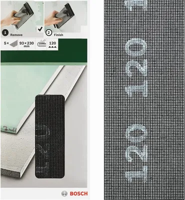 Produktbild von Bosch Schleifgitter für Gipskartonplatten, 5 Stück, 93 x 230 mm, Körnung 120