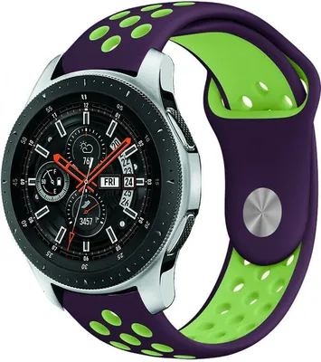 Produktbild von Strap-it Samsung Galaxy Watch 46mm Sportarmband (Lila /Grün)
