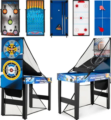 Obrázek produktu pro Multifunkční herní stůl COSTWAY 10v1, multifunkční sada stolů s kulečníkem, hokejem, stolním tenisem, basketbalem, fotbalem, střelbou, pinballem, šipkami a lukostřelbou