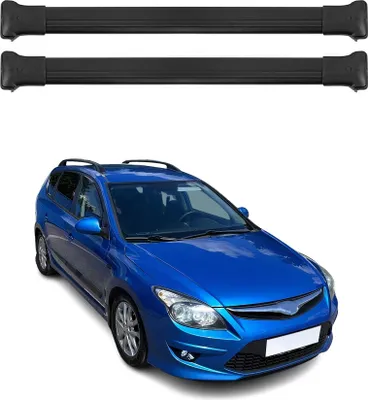 Image de Barres de toit transversales pour Hyundai i30 Break 2007-2012 Aluminium Noir 2x