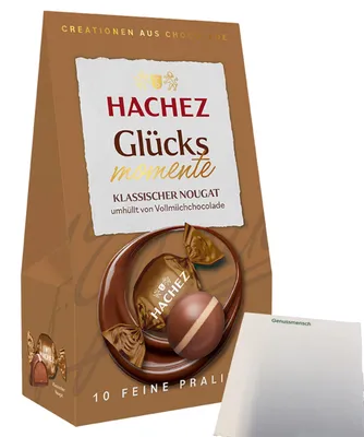 Produktbild von Hachez Schokolade Glücksmomente Nougat (112g Packung) + usy Block