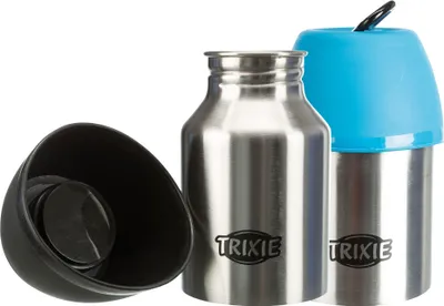 Produktbild von Trixie, Trinkflasche, 300 ml, mit Trinknapf, Edelstahl, Kunststoff, für Hunde, mit Karabiner, Spülmaschinengeeignet