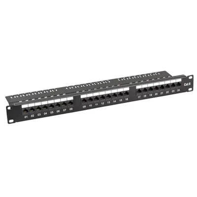 Produktbild von EFB Patchpanel Cat.6 UTP 19"/1HE 24xRJ45 schwarz