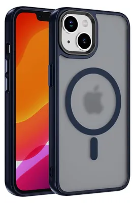 A smartphone case with a magnetic ring is shown.