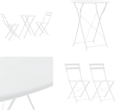Image de vidaXL 3 pcs. Bistro Set Acier Blanc - Meuble de jardin - Bistroset - Bistrosets - Gartenset