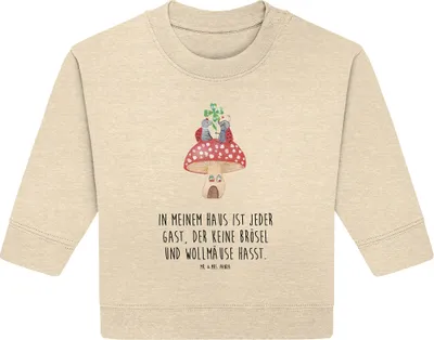 Produktbild von Mr. & Mrs. Panda Organic Baby Pullover Marienkäfer Fliegenpilz 12. - 18. Monat - Natural Raw - Geschenk, Wohnung, Fleigenpilzhaus, Haus, Lustige Sprüche, Bullover