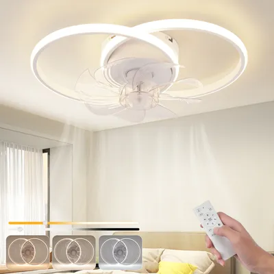 Obrázok produktu pre ZMH LED stropný ventilátor s osvetlením Moderný 36W stropný svetelný ventilátor Tichý s diaľkovým ovládaním 3 farebné teploty 6 rýchlostí Biely ventilátor do spálne Lampa do jedálne Kancelária Detská izba