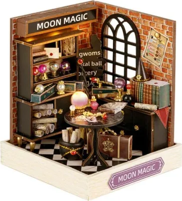 Image de Habarri | Maison Miniature - DIY Maison de Poupées - Maison en Bois avec Meubles et éclairage LED - Cadeau pour Enfants - Tarot Divinatoire