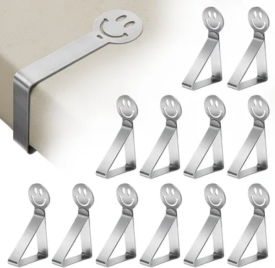 Imagen del producto de Clips de acero inoxidable para manteles, juego de 12 unidades, ajustables, para uso en exteriores