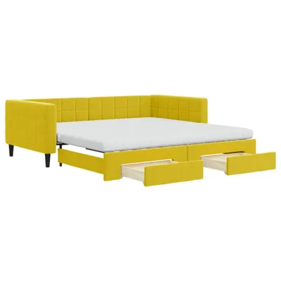 Image de vidaXL Lit de jour extensible avec tiroirs jaune 100x200 cm velours