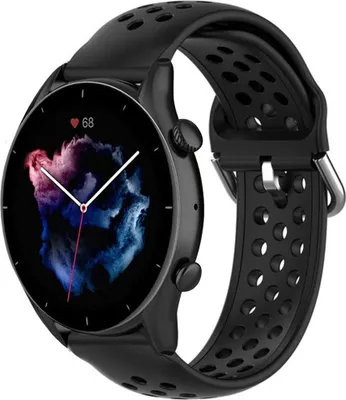 Produktbild von Strap-it Amazfit GTR 3 (Pro) Silikonarmband mit Löchern (Schwarz)