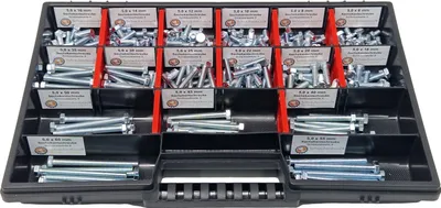 Produktbild von Sechskantschrauben Sortiment M5 // 6mm-60mm 300 tlg Schraubenbox DIN 933/ISO4017 Vollgewindeschrauben Maschinenschrauben Gewindeschrauben Sechskantschrauben