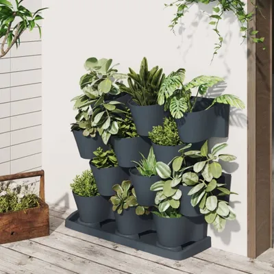 Image de Maison Exclusive - Lot de 12 jardinières verticales en polypropylène anthracite