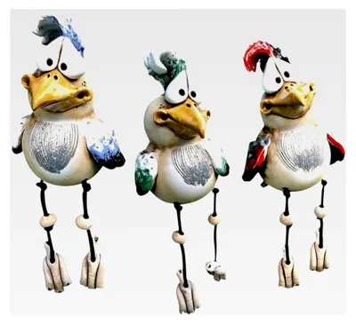 Produktbild von Hühnchen Deko Garten Keramik, 3 Stück Gartenfiguren für draußen, Keramik Huhn Gartenstecker