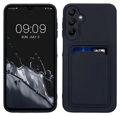 Produktbild von kwmobile Handyhülle für Samsung Galaxy A15 5G Hülle mit Kartenfach - TPU Case - Kabelloses Laden - Schutzhülle Cover in Dunkelblau