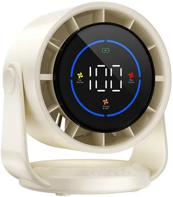 Immagine prodotto di Ventilatore turbo per camera da letto, 100 velocità con display digitale, silenzioso, inclinazione regolabile a 105°, display da 7,5 pollici, batteria sostituibile, montaggio a parete, per casa, ufficio e viaggi, bianco.