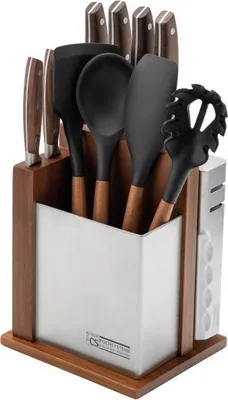 Produktbild von SOLTAU 12-teiliges Messerblock-Set, Messerblock aus Holz und Messer aus Edelstahl