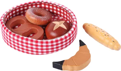 Produktbild von tanner DER KLEINE KAUFMANN TANNER Deco - n im Baumwollkorb, mit Backartikeln aus Holz, Zubehör für Kaufmannsladen, lebensmittelechtes Design,