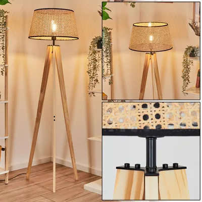 Produktbild von Casalina Stehlampe aus Holz/Wiener Geflecht/Rattan in Naturfarben/Schwarz