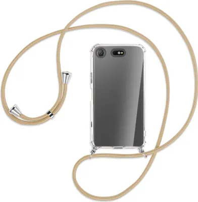 Produktbild von Handykette Backcover-Schutzhülle mit Band (Metall silberfarben) für Sony Xperia XZ1 Compact - caramel