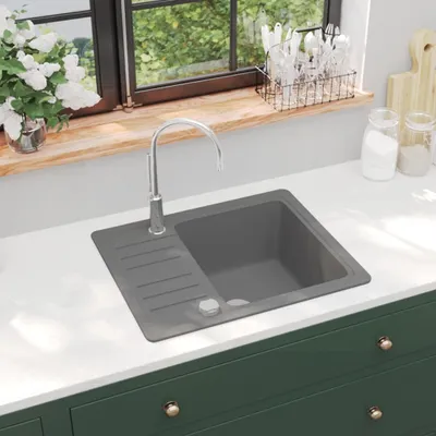 Produktbild von The Living Store Granitspüle Einzelbecken Grau