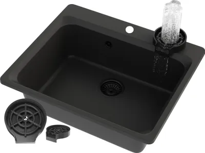 Immagine prodotto di Granitan | Lavello in granito ZANTE - Nero - Da incasso con lavastoviglie integrata - Di alta qualità e funzionale