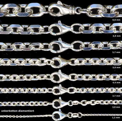 Produktbild von Ankerkette diamantiert Länge 70cm - Breite 2,5mm - 925 Silber