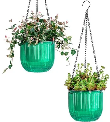 Produktbild von Selbstwassende Pflanzentopf 16,5 cm 2er-Pack mit Entwässerungsöffnungen Hangender Blumenschalenkasten Pflanzenstand Wassertiefenansicht Wohndekoration