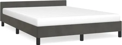 A dark gray bed frame with a white mattress is shown against a white background.