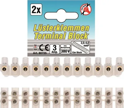 Immagine prodotto di Set: 2x lustro terminale 3 ampere, 12 blocchi