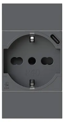 P40 USB 3.0 Schuko-Steckdose mit USB-C, schwarz, für Bticino LivingNow