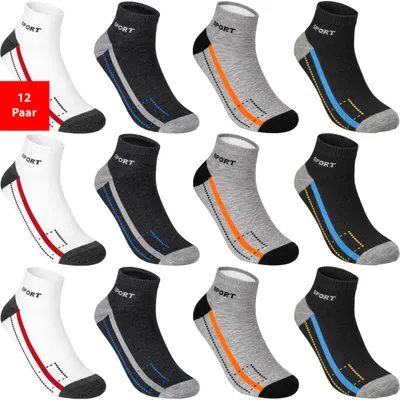 Produktbild von Sneaker Socken Herren Damen 12 Paar Baumwolle Kurz Sport Kurzsocken Füßlinge - 39-42