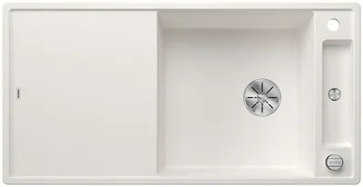 Produktbild von BLANCO AXIA III XL 6 S, SILGRANIT® PuraDur®, weiß, reversibel, mit Ablauffernbedienung, inkl. Glasschneidbrett
