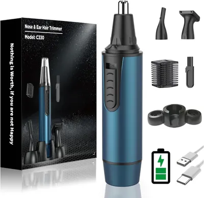 Produktbild von Nasenhaartrimmer Herren, 3 in 1 Ohrhaarschneider und Nasenhaarentferner für Männer und Frauen, USB Wiederaufladbar, Dual Klingen, IPX7 Wasserdicht,