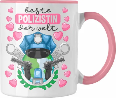 Produktbild von Trendation - Beste Polizistin Geschenk Tasse mit Spruch Geschenke Polizei Frauen Lustig Blaulichtmilieu (Rosa)