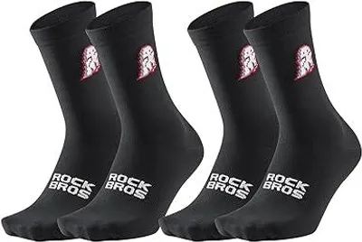 Produktbild von ROCKBROS Rennrad Socken Herren Damen, Atmungsaktive Fahrrad Socken für Radfahren, Fitness, Training, Bequeme Radsocken mit Verstärkter Schwarz M