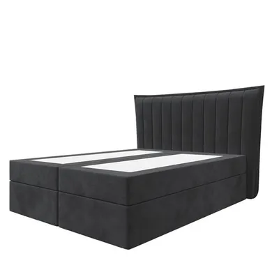 Produktbild von Bett Boxspringbett LUNA ohne Topper mit Bettkästen - Doppelbett, Stauraum, Schlafzimmer, Polsterbett, Bettgestell (180x200, Schwarz - ITAKA 15)