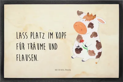 Produktbild von Mr. & Mrs. Panda Bodenvorleger Kuh 50 x 75 cm - Vintage - Geschenk, Motivtion, Flausen, Milch, Schmutzfangmatte, Schmutzfänger, Schmutzmatte, Bauernhof, fußmatte, Hof