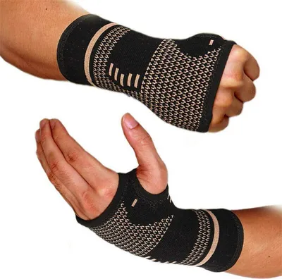 Produktbild von (2er-Set Handgelenk Bandage Handgelenkschiene Copper Handgelenk Handgelenkschoner Handbandage Handgelenkstütze Sportbandagen für Sport, Fitness, Krafttraining, Bodybuilding