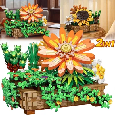 Produktbild von Bausteinspielzeug Botanischer Blumen Bonsai Bausatz Sonnenblumen Blumen Dekor