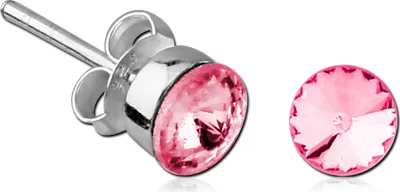 Produktbild von viva-adorno 1 Paar Damen Ohrringe Mädchen Ohrstecker 925 Silber Kristall rund pink Z533.D3