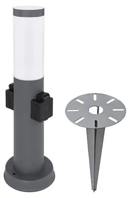 Produktbild von LED Sockelleuchte, Edelstahl, 2x Steckdose, H 45 cm